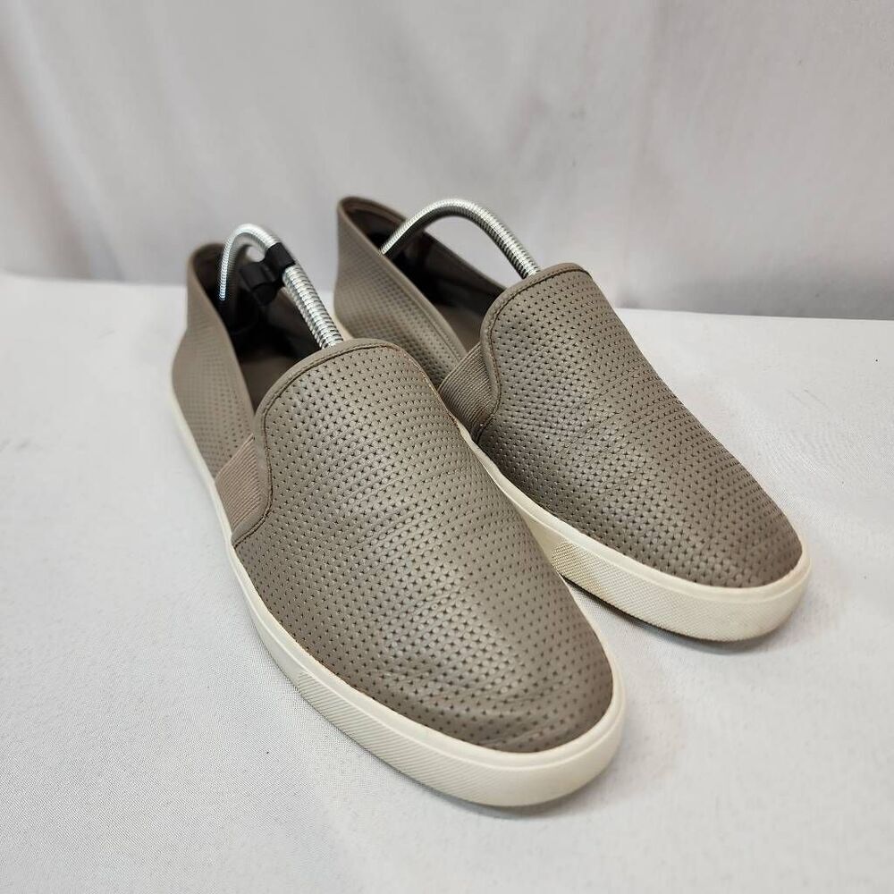 Vince Women's 11 Blair Slip On Sneakers Taupe Clay Perforated Casual Comfort